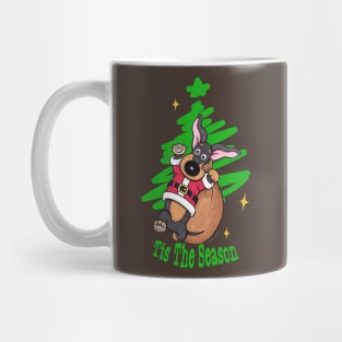 Cute Funny doxie Dog ready for the Dachshund Holidays on a dachshund  Tis The Season Christmas Doxie tee Mug